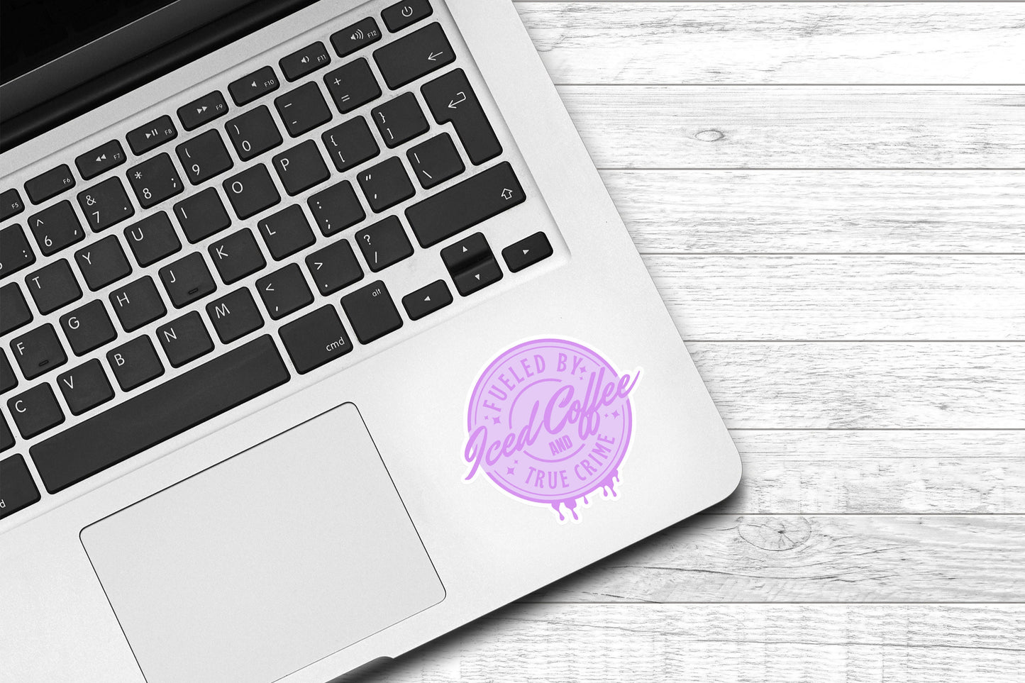 Fueled by Iced Coffee and True Crime Vinyl Sticker | Laptop Sticker | True Crime Junkie | Coffee Addict | Water Bottle Sticker |Murder Shows