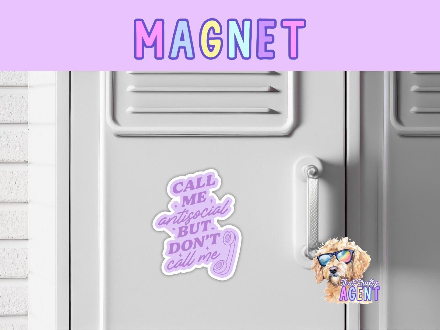 Call Me Antisocial But Don't Call Me Fridge Magnet | Funny | Handmade | Sarcastic | Introvert | Gift | Cute | Purple | Telephone