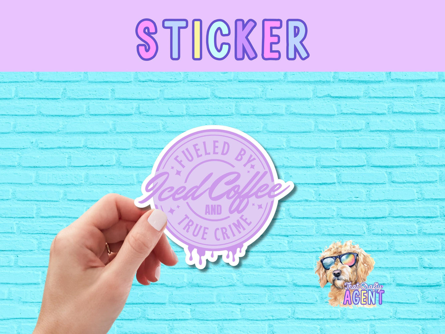Fueled by Iced Coffee and True Crime Vinyl Sticker | Laptop Sticker | True Crime Junkie | Coffee Addict | Water Bottle Sticker |Murder Shows