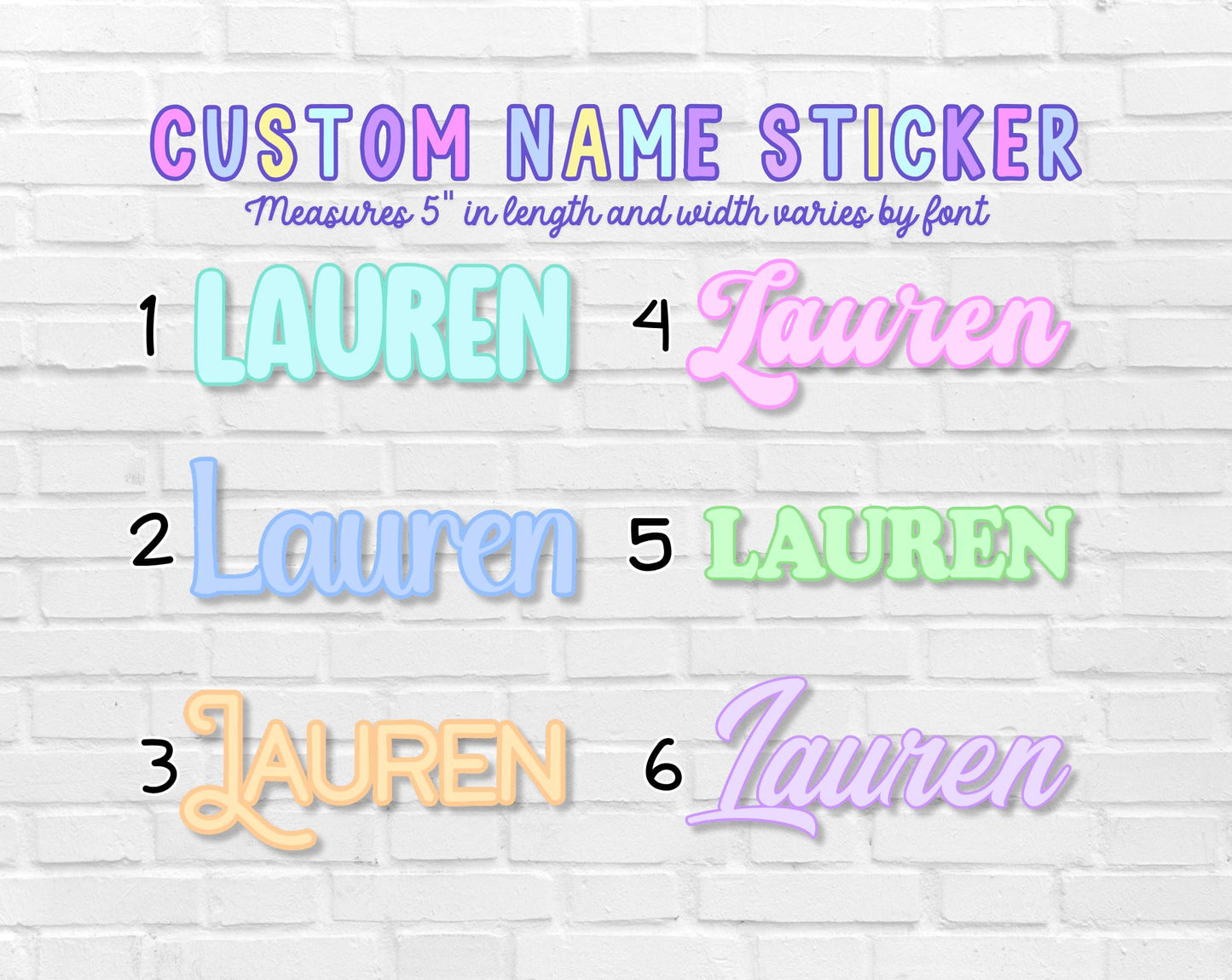 Custom Name Sticker | Personalized Name Decal | Cute Colorful Pastel | Holographic | Water Bottle | Laptop | Tumbler | Gift |Create Your Own