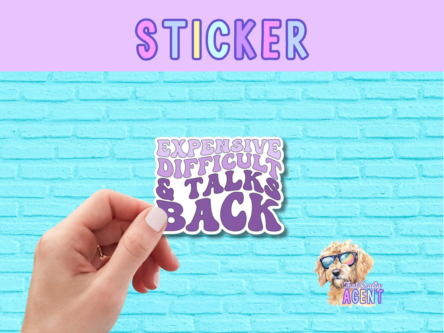 Expensive Difficult & Talks Back Vinyl Sticker | Funny Sticker | Sarcastic Sticker | Preppy Sticker | Water Bottle Sticker | Laptop Sticker