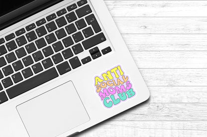 Anti Social Moms Club Vinyl Sticker | Cute Sticker | Introvert Sticker | Antisocial Sticker | Funny Sticker | Water Bottle Sticker | Phone