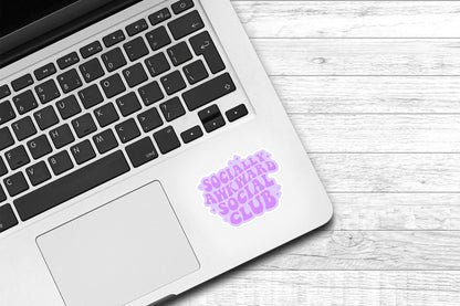 Socially Awkward Social Club Vinyl Sticker | Cute Sticker | Introvert Sticker | Antisocial Sticker | Funny Sticker | Water Bottle Sticker