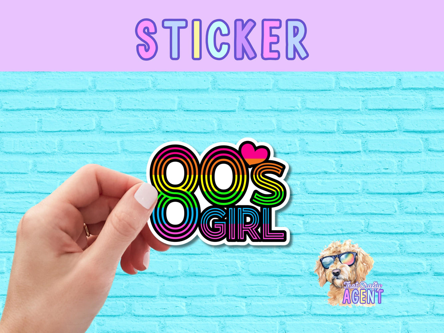80's Girl Vinyl Sticker | Funny Sticker | Decades | Water Bottle Sticker | Cute Rainbow Sticker | Pop Culture | Phone Case Sticker | Kindle