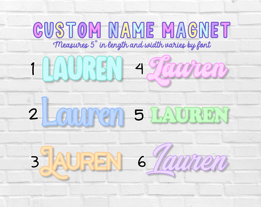 Custom Name MAGNET| Personalized Name Decal | Cute Colorful Pastel | Holographic | Refrigerator Magnet | Gift | Create Your Own