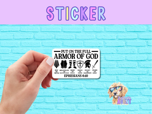 Armor of God Bible Verse Ephesians 6:10 Vinyl Sticker | Laptop Sticker | Faith Jesus Sticker | Christian | Bible Study | Water Bottle Sticker | Ephesians