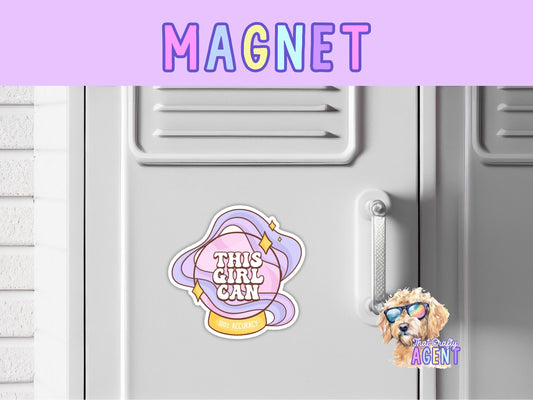 This Girl Can Fridge Magnet | Girly | Handmade | Cute | Crystal Ball | Locker Magnet | Just a Girl | Gift | Motivational | Magnet