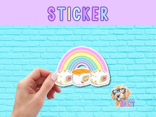 Sushi Rainbow Vinyl Sticker | Cute Sticker | Water Bottle Sticker | Food Sticker | Laptop Sticker | Girly Sticker | Funny Sticker | Preppy