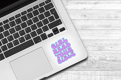 Girl Read Your Bible Vinyl Sticker | Laptop Sticker | Faith Jesus Sticker | Christian | Bible Study | Water Bottle Sticker | Phone Case