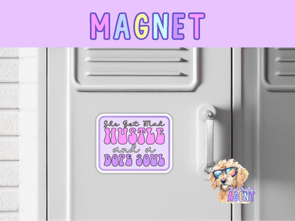 Mad Hustle and a Dope Soul Fridge Magnet | Handmade | Pink Purple | Locker Magnet | Gift | Vibe | Aura