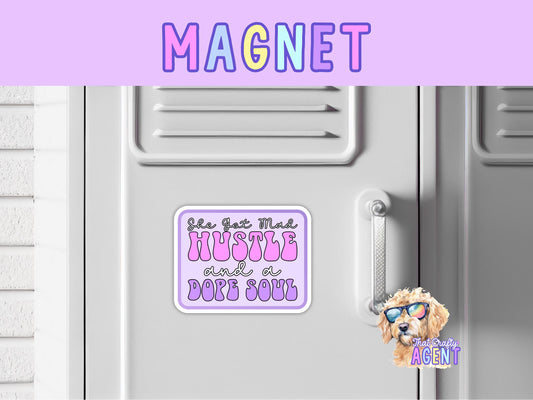 Mad Hustle and a Dope Soul Fridge Magnet | Handmade | Pink Purple | Locker Magnet | Gift | Vibe | Aura