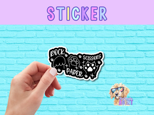 Rock Paper Scissors Cat Paws Vinyl Sticker | Cat Sticker | Funny Sticker | Cute Sticker | Animal Sticker | Water Bottle Sticker | Laptop Sticker |