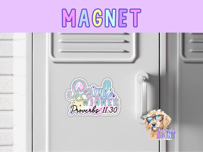Soul Winner Proverbs 11:30 Fridge Magnet l Bible Verse | Pastel | Christian l Gift| Locker Magnet | Faith Jesus God | Bible Study | Youth Group