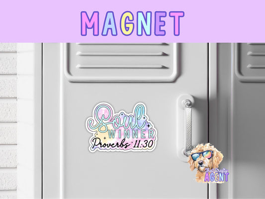 Soul Winner Proverbs 11:30 Fridge Magnet l Bible Verse | Pastel | Christian l Gift| Locker Magnet | Faith Jesus God | Bible Study | Youth Group