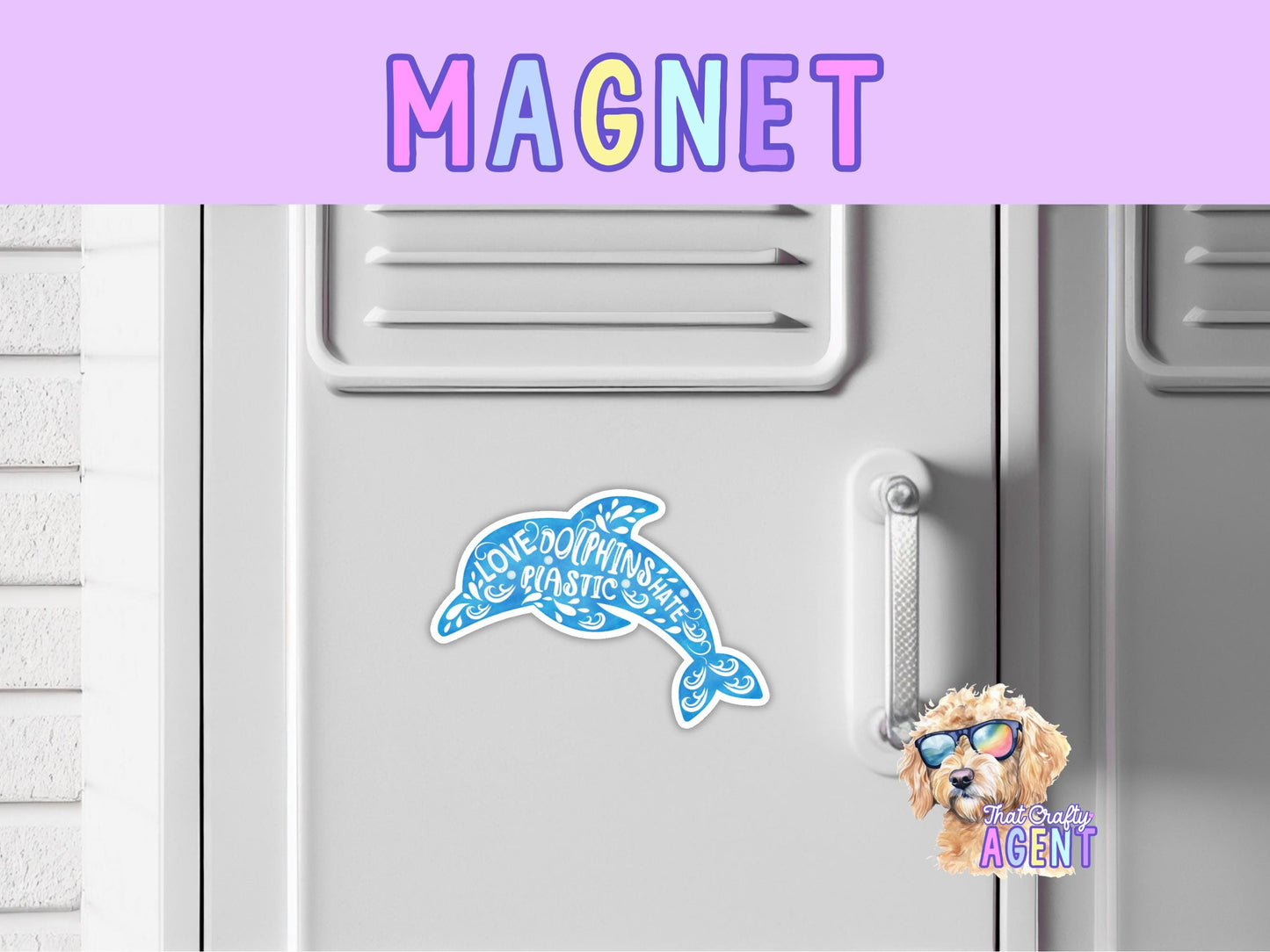 Love Dolphins Hate Plastic Fridge Magnet | Cute | Handmade | Magnet | Gift | Animals | Ocean | Environment | Earth | Refrigerator Magnet