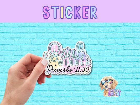 Soul Winner Proverbs Bible Verse Vinyl Sticker | Proverbs 11:30 | Pastel | Laptop Sticker | Faith Jesus Sticker | Cute Sticker | Christian | Bible Study