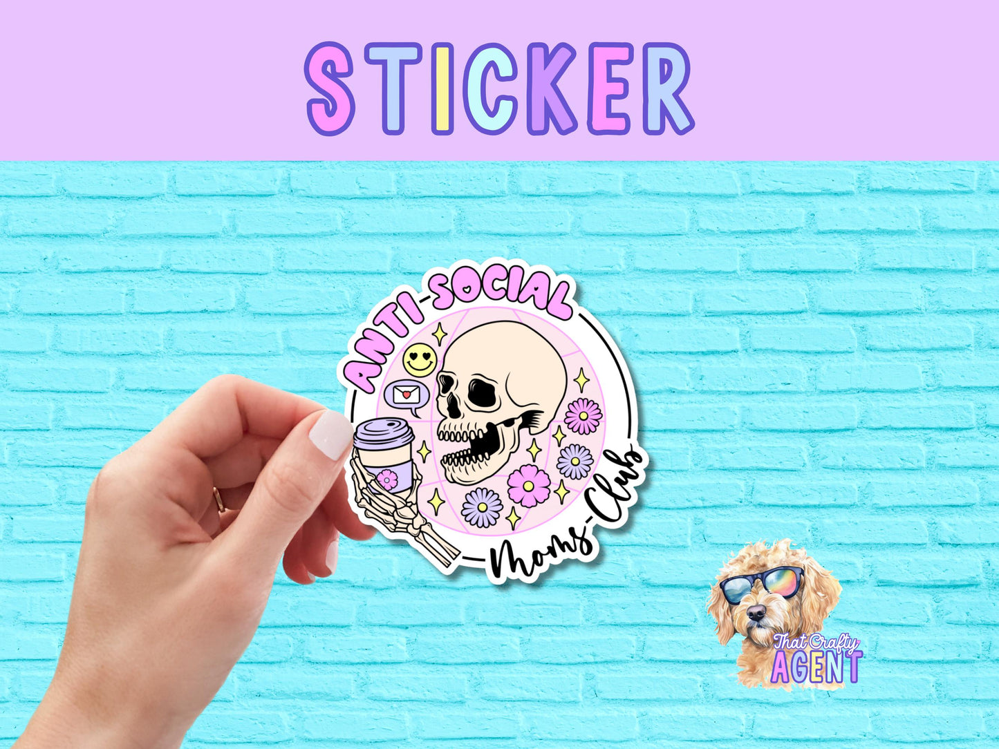 Anti-Social Mom's Club Vinyl Sticker | Funny Sticker | Water Bottle Sticker | Laptop Sticker | Kindle Sticker | Introvert | Cute Stickers