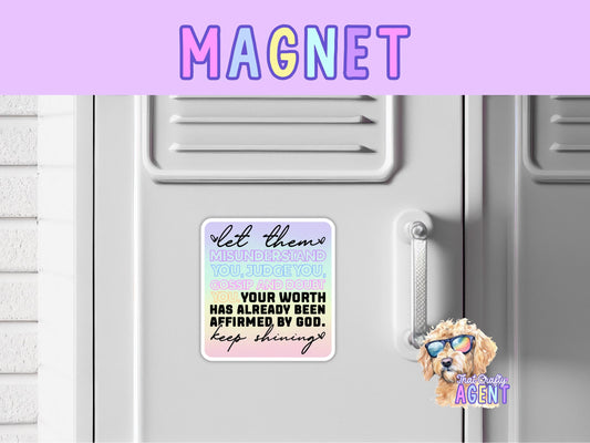 Let Them Fridge Magnet | Pastel | Christian Gift | Faith Jesus God | Cute Locker Magnet | Bible Study | Affirmations | Mental Health