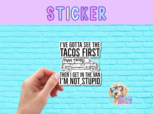 Taco Truck Vinyl Sticker | Funny Sticker | Water Bottle Sticker | Food Sticker | Creeper Van Sticker | Laptop Sticker | Phone Case Sticker |