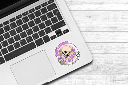 Anti-Social Mom's Club Vinyl Sticker | Funny Sticker | Water Bottle Sticker | Laptop Sticker | Kindle Sticker | Introvert | Cute Stickers