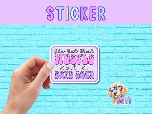 Mad Hustle and a Dope Soul Vinyl Sticker | Water Bottle Sticker | Pink Purple Sticker | Laptop Sticker | Kindle Sticker | Vibe | Phone Case