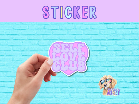 Self Love Club Vinyl Sticker | Cute Sticker | Water Bottle Sticker | Preppy Sticker | Laptop Sticker | Kindle Sticker | Girly Sticker